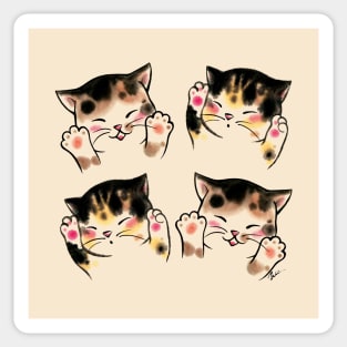 Four pink paws cats Sticker